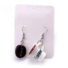 Jewelry Women Funny Asymmetric Coffee Bean Cup Drink Drop Dangle Hook Earrings