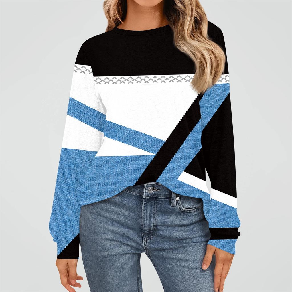 Women's Fashion Long Sleeve Shirts Loose Fitted Crewneck Basic Tops Casual Outfits