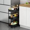 SVOHZAV Kitchen Wagon Gap Storage with Casters 13cm 18cm 22cm Plastic Bottle Rack Next To Refrigerator Washroom Storage Gap Rack 3 Tiers 4 Tiers Slim