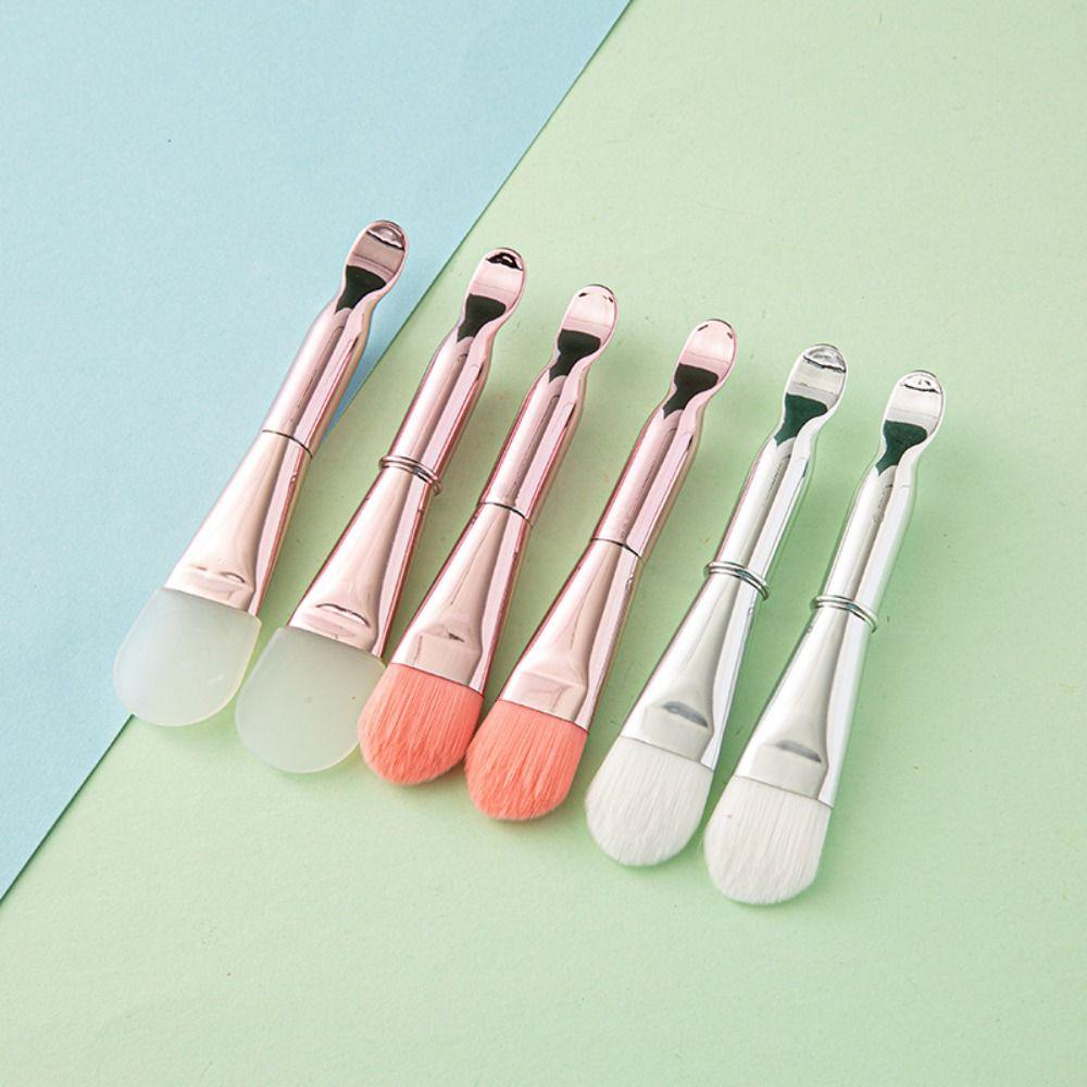 Soft Mask Brush Double Head Silicone Soft Bristle Brush Dual-use Electroplate Facial Mask Cleaning Brush Facial Beauty Tool
