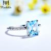 Nautral Blue Topaz Moissanite Gemstone Rings for Women 925 Sterling Silver  Promise Wedding Engagement Designer Jewelry