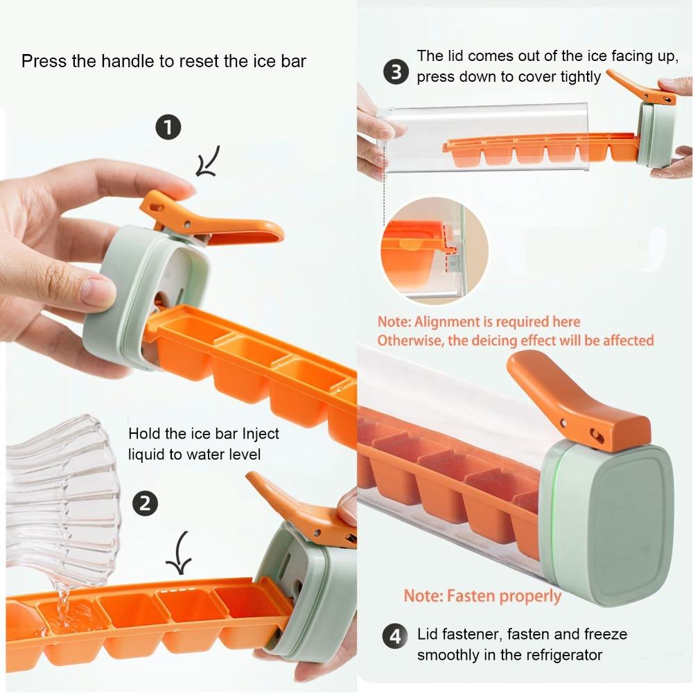 2pcs Detachable Design Press Ice Cube Maker Ice Cube Tray with Lid Fruit Drinking Making