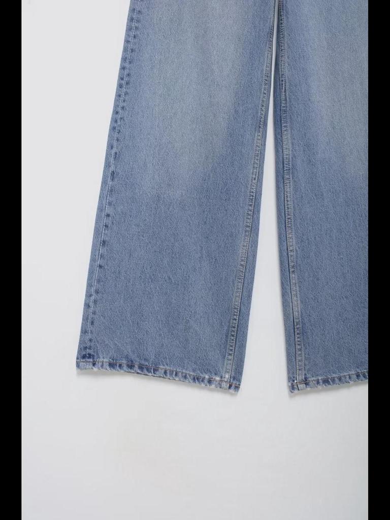 Women's Autumn High-Waist Double-Breasted Wide-Leg Jeans