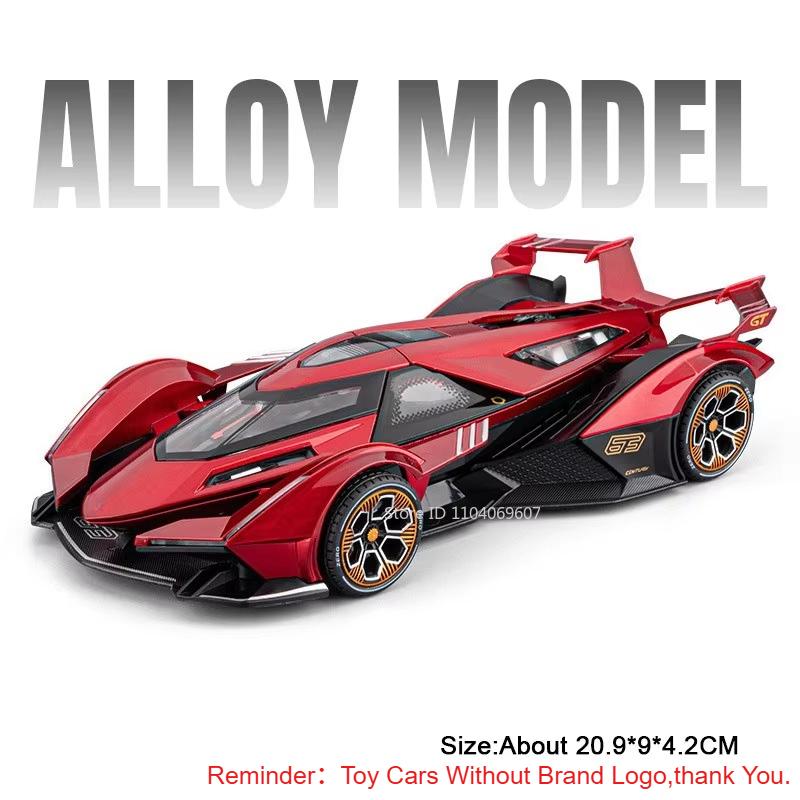 1:24 V12 Veneno Имитация Игрушечная Модель Суперкары Сплав Литье под Давлением Миниатюрные Спортивные Машины Звук Свет Двери Открываются Оттянуть Назад Детские Подарки