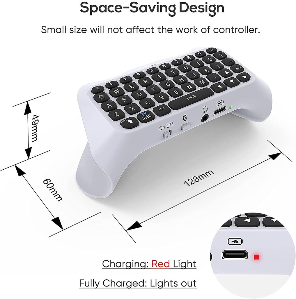 Wireless Controller Keyboard for PS5 Bluetooth 3.0 Mini Portable Gamepad Chatpad with Built in Speaker 3.5MM Audio Jack for Playstation 5 Voice