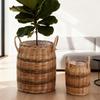 Japanese Pastoral Willow Woven Flower Basket for Living Room, Balcony, or Clothing Store - Rattan Decorative Handheld Flower Pot