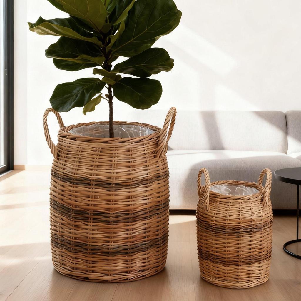 Japanese Pastoral Willow Woven Flower Basket for Living Room, Balcony, or Clothing Store - Rattan Decorative Handheld Flower Pot