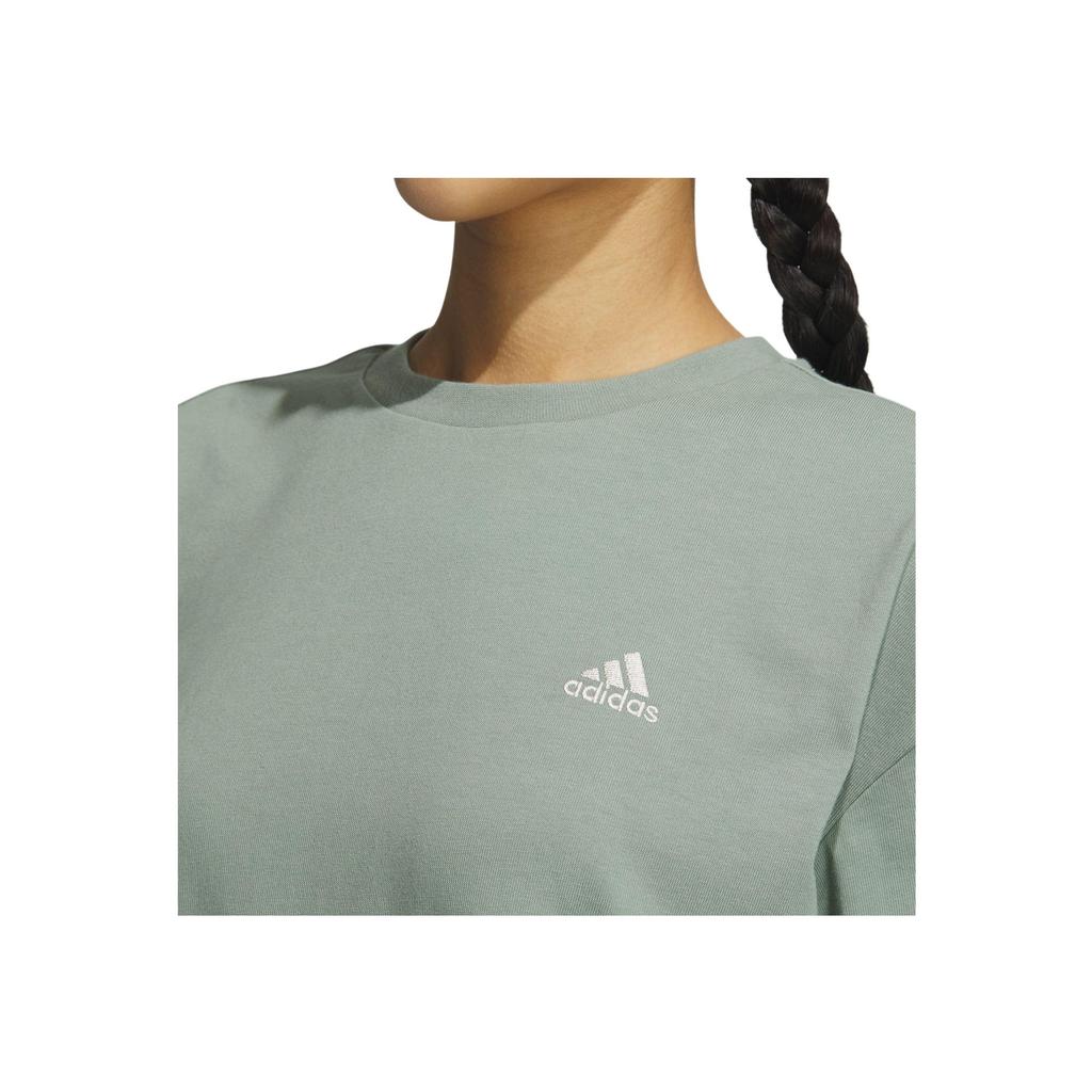 Adidas Повседневная спортивная футболка с буквенным принтом и коротким рукавом, женские топы, серебристо-серый, зеленый IS7405