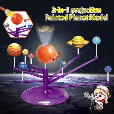 1 комплект, игрушка Солнечная система с проектором, 3D модель солнечных планет, Вселенная, астрономическая наука, обучение STEM, образовательная игрушка «сделай сам», подарок для мальчиков и девочек