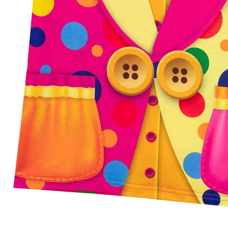 Женский костюм клоуна, цирковая рубашка, взрослая леди, карнавальный наряд на Хэллоуин, большой бант, графический O-образный вырез, 3D-принт, цветные топы с короткими рукавами