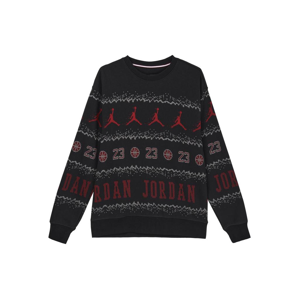 Jordan Essentials Праздничная Толстовка с Логотипом, Круглый Вырез, На Флисе, Повседневная, С Длинным Рукавом, Мужская, Черная FD7464-010