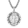 Necklace Benedict Reversible Silver Pendant Sterling Silver Medal Catholic Church Stainless Steel Chain Amulet Birthday Anniversary Present Gift