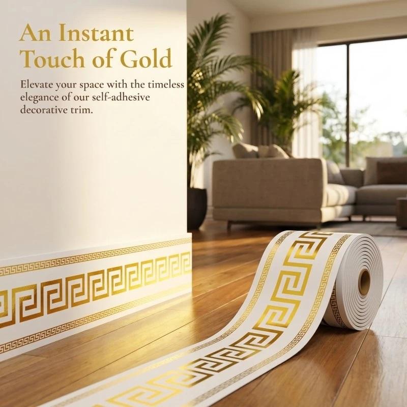 Wall Border Sticker Waterproof PET Baseboard Decal Farmhouse Wallpaper Design for Dining Room Pantry Wall Decoration