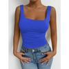 Women's Sleeveless Camisole Vest with Square Neckline, Casual Basic Style, Exposed Navel Top