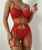 European & American Sexy Christmas Lingerie Set: Lace Bondage Leg Rings & Nightclub Style Three-Piece