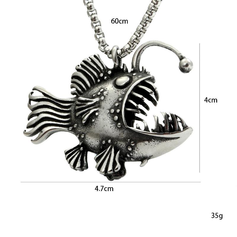 Powerful Jewelry New Style Street Hip Hop Retro Men's Titanium Steel Fish Necklace