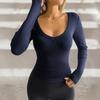Мода eBay новый Y2K стиль Spice Girl однотонная футболка с V-образным вырезом и длинным рукавом осень европейская красивая женщина