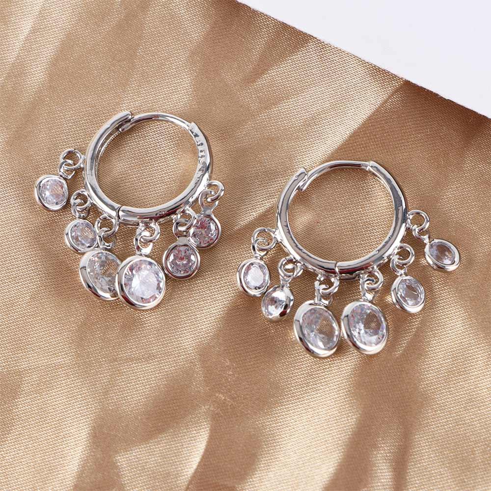 Female Copper Girls Women Ear Buckle Korean Style Earrings Fashion Jewelry Zircon Hoop Earrings