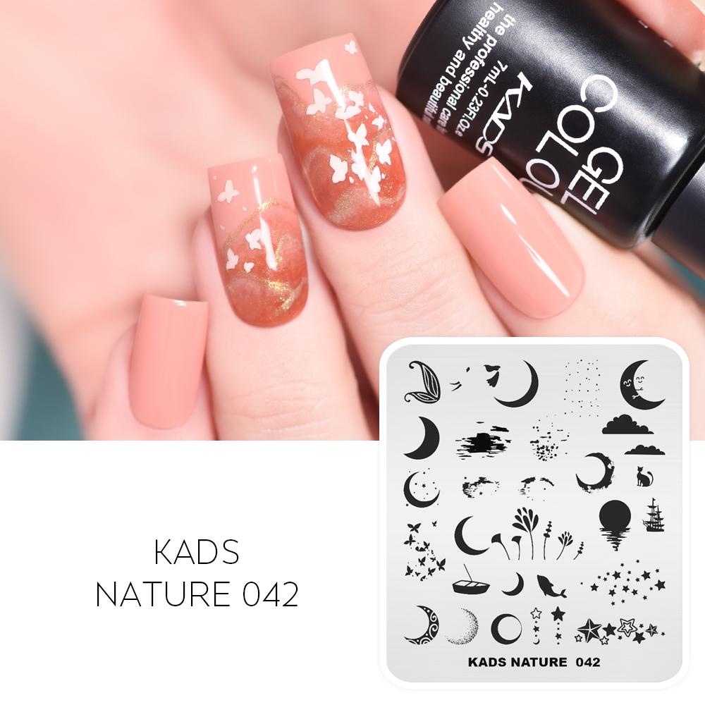 kads Пластины для штамповки ногтей Nature 042 Night View Moon Lake Surface Stars Image Template Маникюрный трафарет для дизайна ногтей Лак