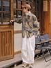 Japanese Pattern Fashion Autumn Clothes Silhouette Patchwork Style Print All Over Pattern Long Sleeve Shirt Cotton [CHANGE WELL] Men's "2023AW" 100%