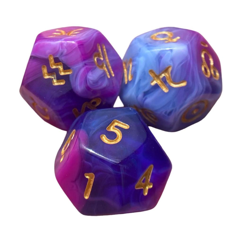 3x 12-гранные игральные кости, развлекательные игрушки, астрологические игральные кости для ролевых игр KTV, настольные игральные кости для вечеринок, многогранная игра для вечеринок