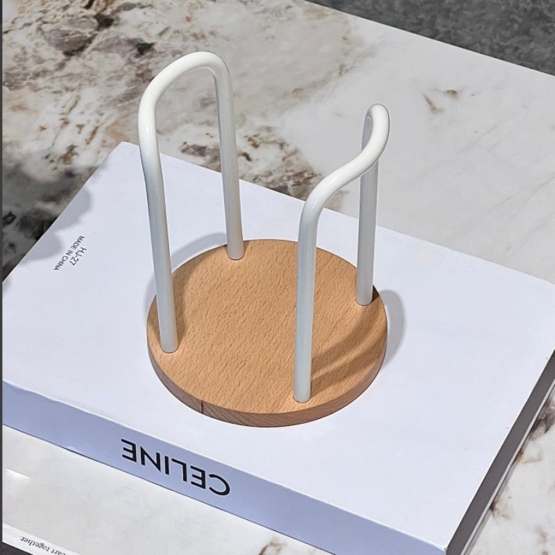 Одноразовый Держатель для Хранения Стаканов Стойка Полка Органайзер для Водных Стаканов Диспенсер для Принадлежностей с Деревянной Стойкой для Демонстрации Кружек Настольное Украшение