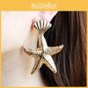 Fashionable Shell Gold Starfish Design Women Metal Earrings For Summer Beach