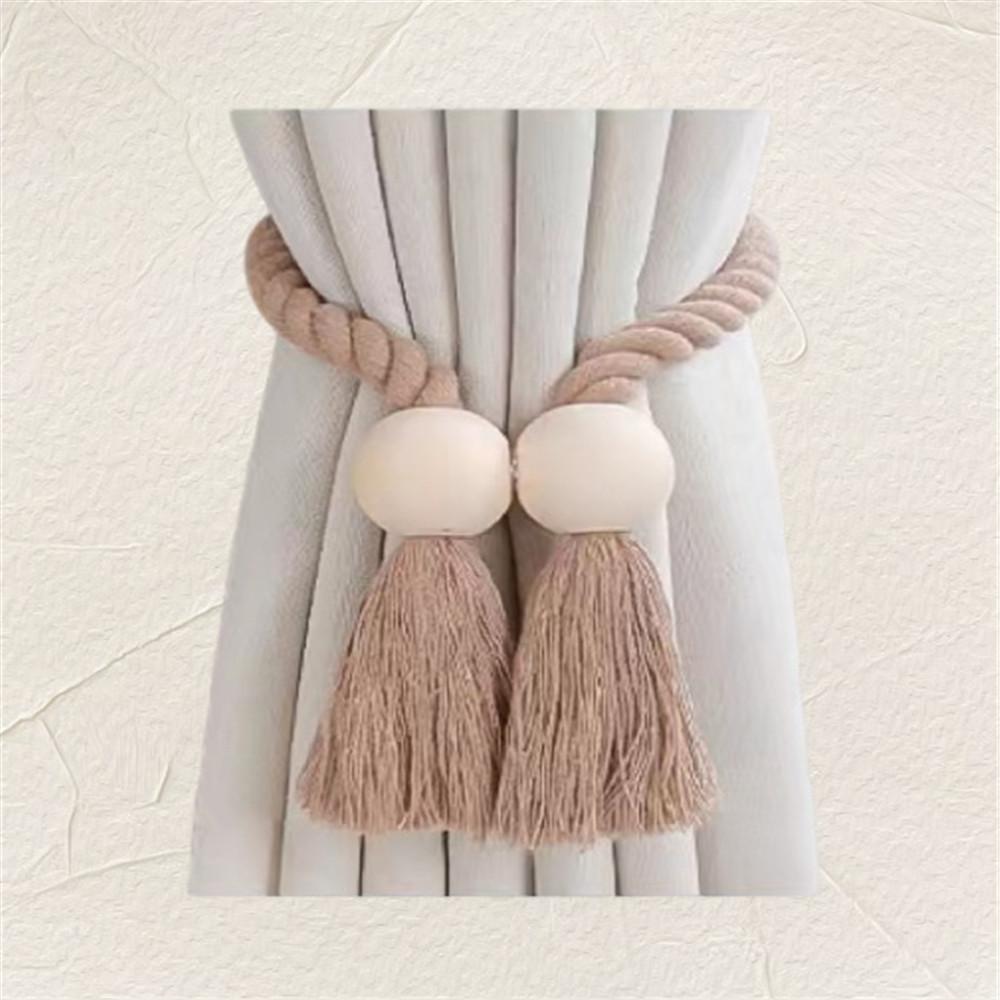 Hand-Woven Solid Wooden Magnetic Knot Buckle Curtain Tiebacks Boho Style Suitable For Living Room Bedroom Home Decoration