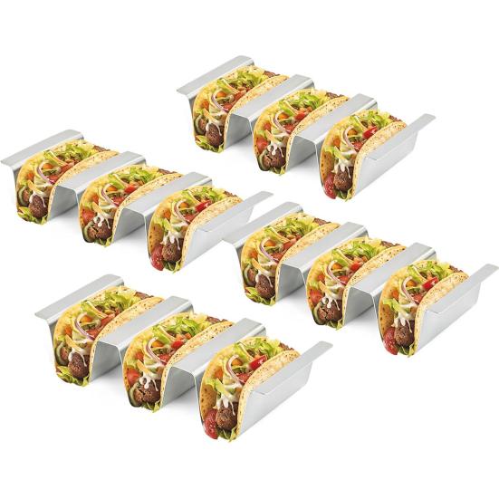 Stainless Steel Taco Holder Double-Sided Tortilla Tray Burrito Holder Taco Display Stand for Sandwiches Waffles