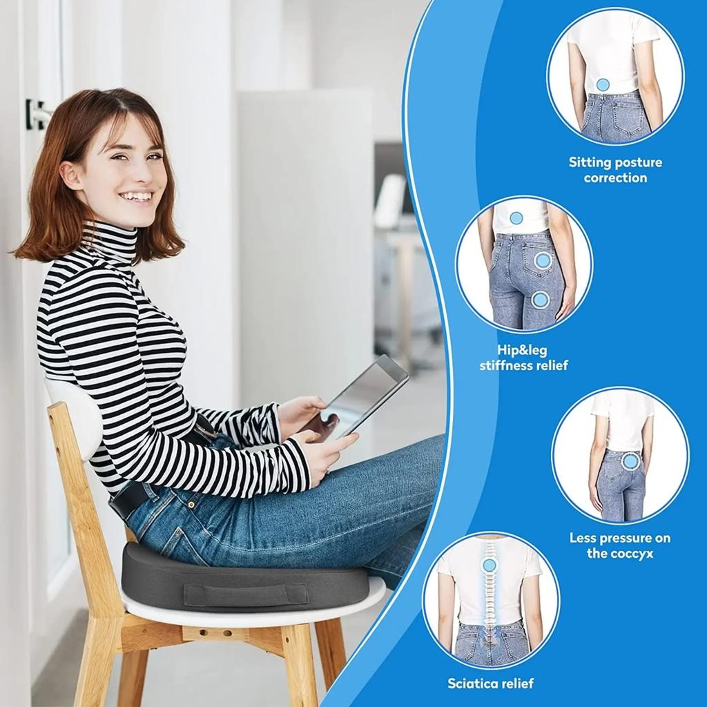 Подушка для сиденья из пеноматериала с эффектом памяти для офисного кресла, автомобильного сиденья и инвалидной коляски - эргономичный дизайн для облегчения боли в спине и поддержки бедер