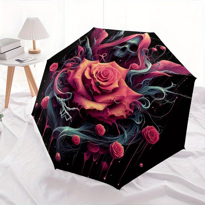 1pc Gothic Rose Automatic Opening and Closing Umbrella, Lightweight 3-Fold, With Cute Cartoon Characters, Suitable for Home, Outdoor and Daily Us