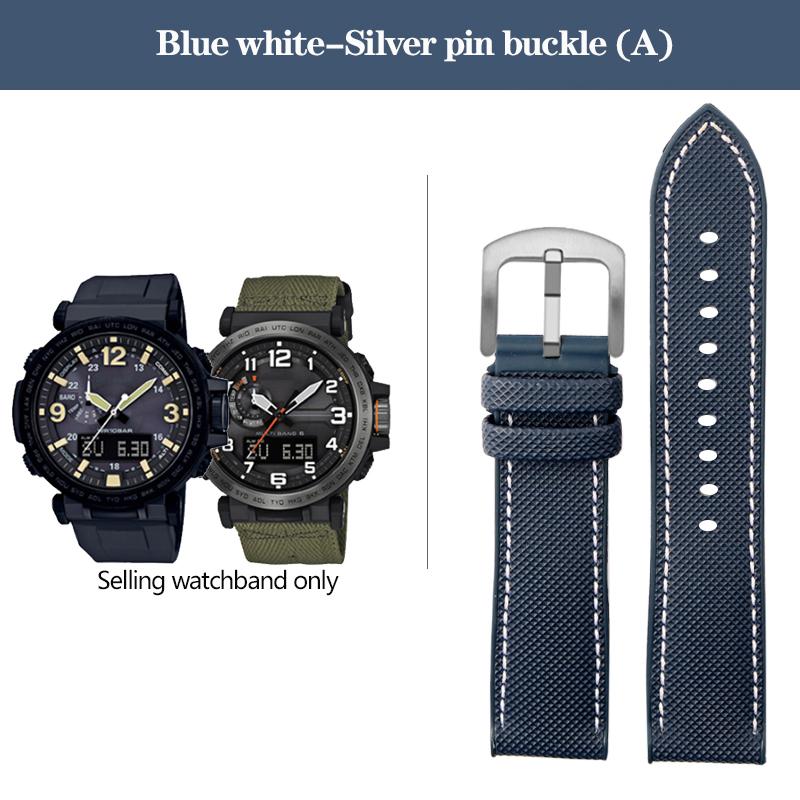 Нейлоновый ремешок для часов с резиновым низом для серии Casio PROTREK PRG-600YB PRG-650 PRW-6600, парусиновый силиконовый ремешок для часов, спортивный ремешок 24 мм