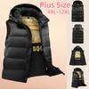 Зимний жилет с капюшоном больших размеров для полных мужчин, свободный жилет на белом утином пуху, черное золото, 4XL-12XL