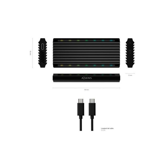 Aisens ASM2-RGB012B Caja Externa para Disco SSD M.2 SATA/NVMe USB-C