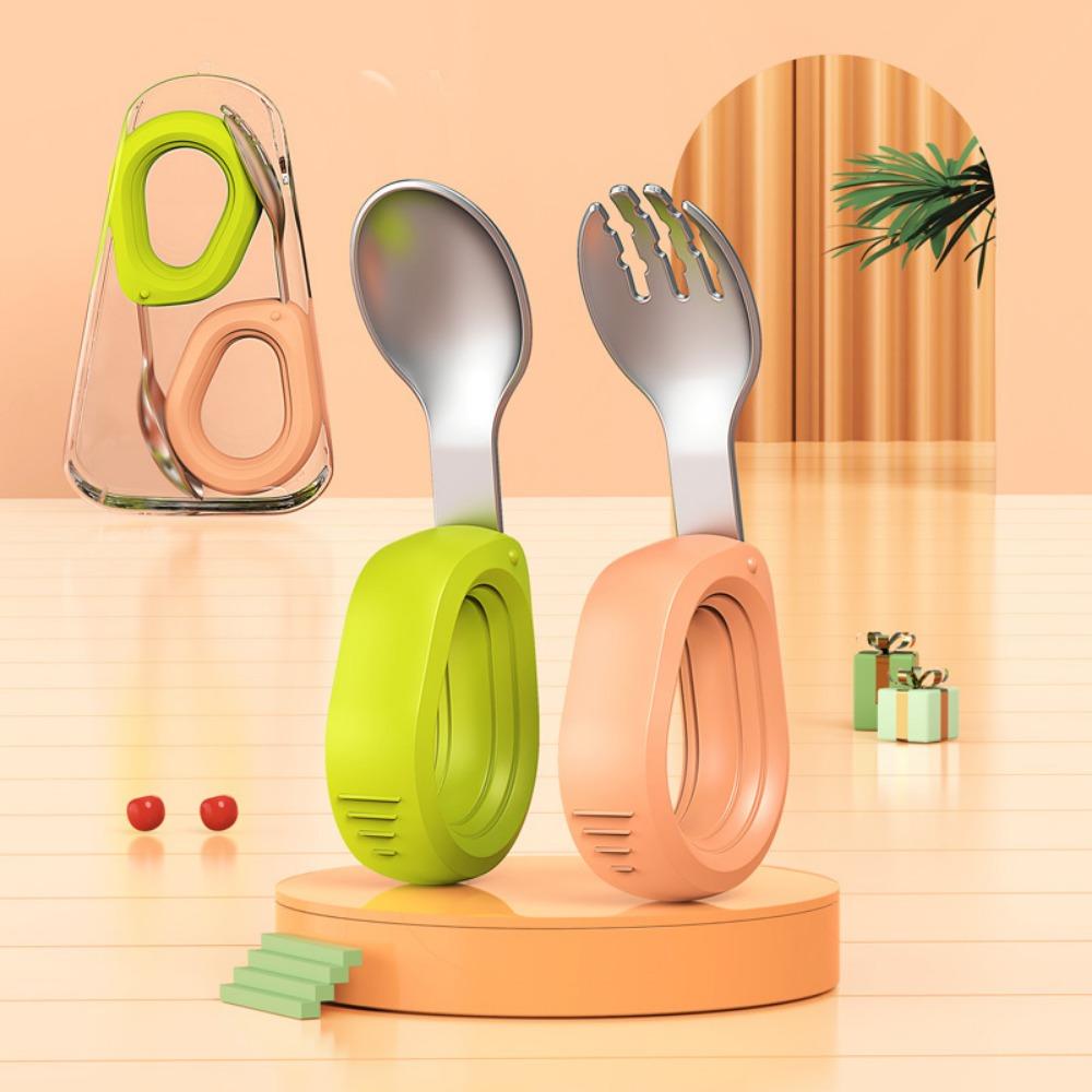 Anti-Choke Design Children's Tableware Set Silicone Handle Auxiliary Food Forks Training Children