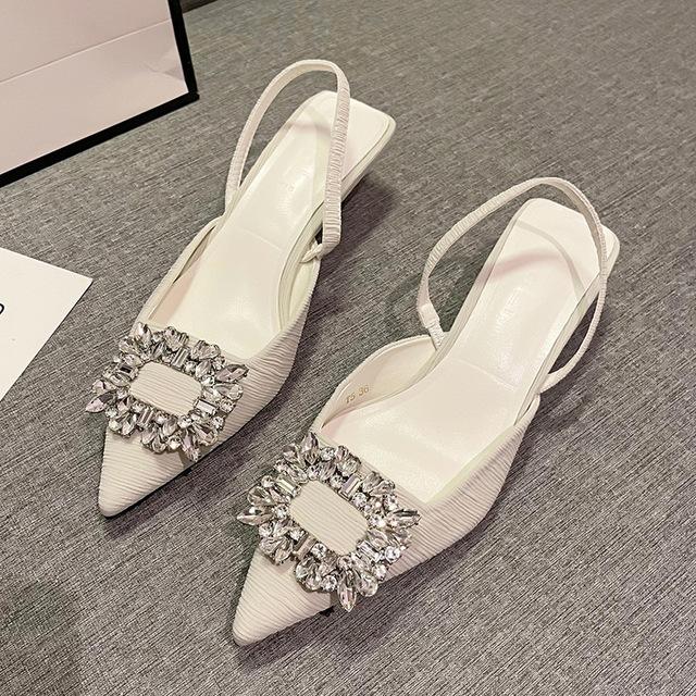 Autumn New Luxury Rhinestone High Heels Women Heeled Sandals Sexy Slingback Sexy Pumps Elegant Heels Pointed Toe Shoes