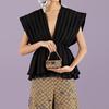 Gucci Кошелек женский с логотипом Double G, украшенный клубникой, из канваса и кожи, коричневый 726253-FABD5-9870