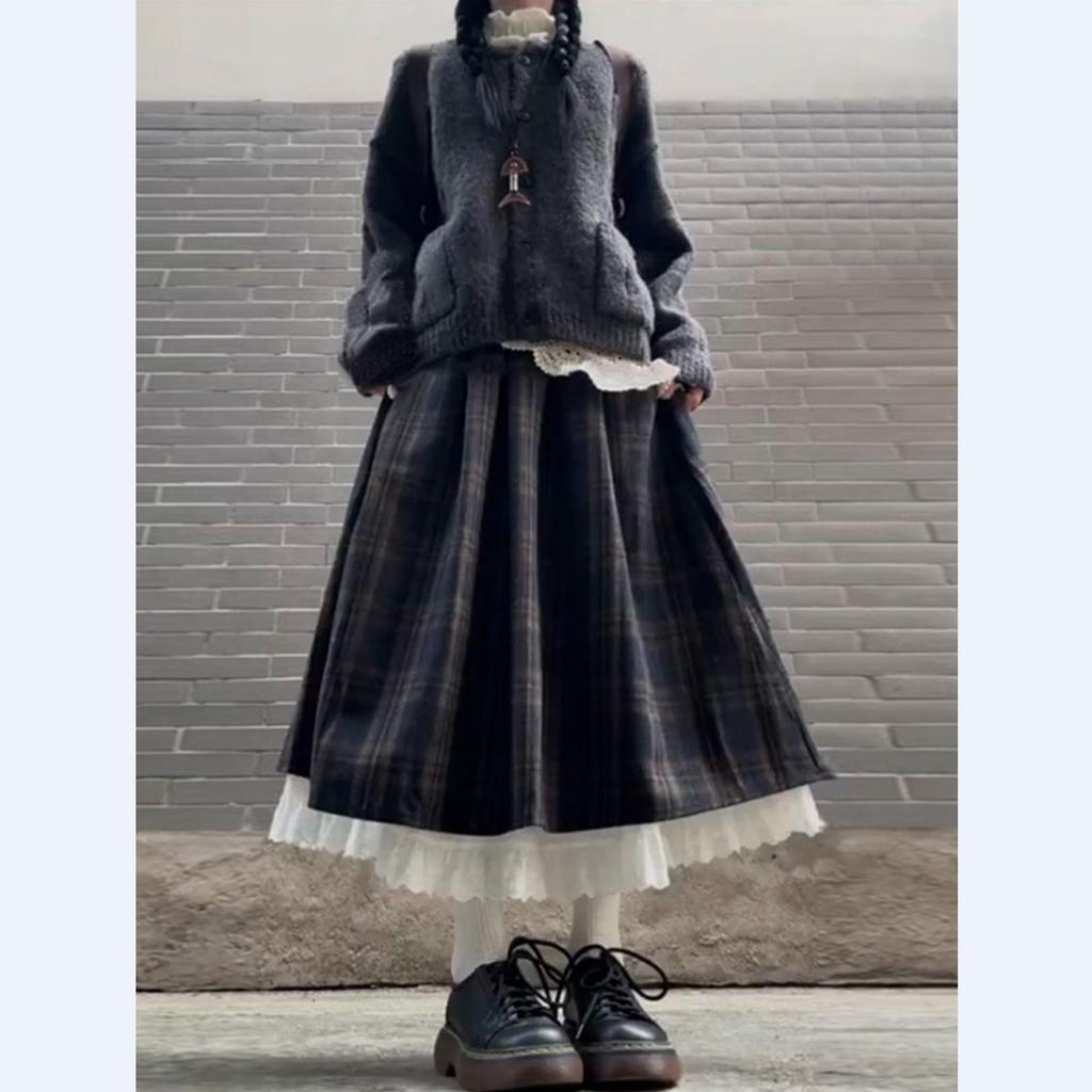 Женское трикотажное платье в стиле преппи в корейском стиле: Осенне-зимний маленький костюм-двойка