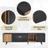 TV Schrank Lowboard 200cm, Modernes TV Board TV-ständer Riffelglastür, Offenes Staufach, Schlichtes Fernsehtisch HiFi-Schrank Holzfarbe & Grau