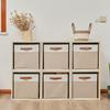 Large Capacity Linen Fabric Storage Basket Side Handles Toys Sorting Box  Desktop
