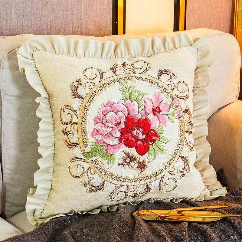 Вышитая подушка Офисная подушка Подушка для дивана в гостиной Автомобильная подушка с наполнителем Съемная и моющаяся