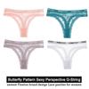 FINETOO 4 шт./компл., сексуальные кружевные женские трусики, стринги, нижнее белье, нижнее белье, стринги для женщин, трусики с бабочкой и Т-образной спинкой, цветочные трусики