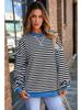 Женский повседневный оверсайз свитшот в полоску, пуловер свободного кроя, футболка с длинным рукавом и круглым вырезом, удобный свитер-рубашка