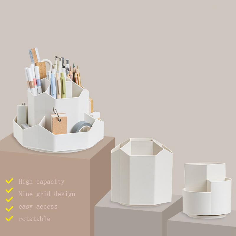Вращающийся на 360 градусов держатель для ручек, настольный органайзер для канцелярских принадлежностей, большая емкость, пластиковый контейнер для хранения кистей для макияжа