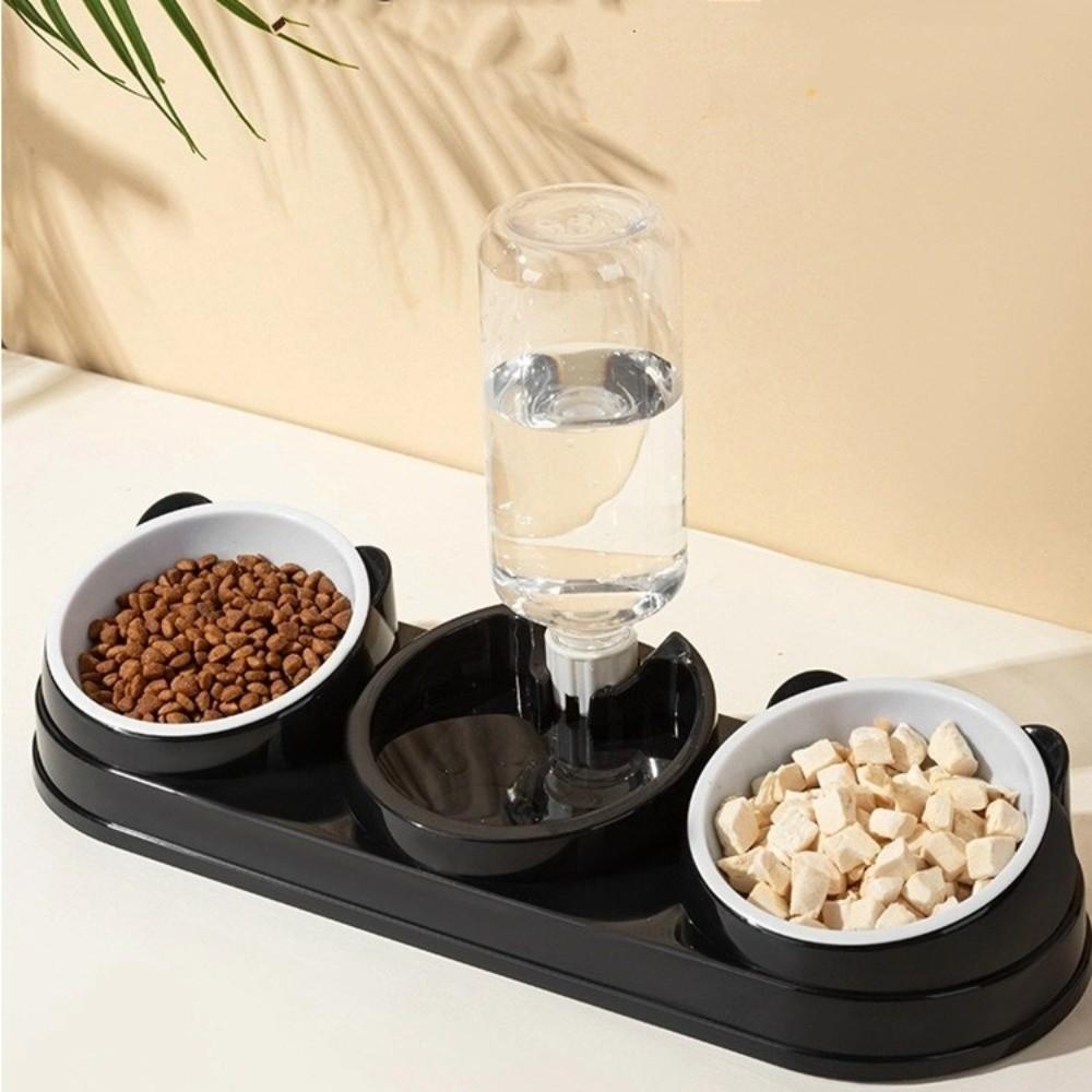 Double Bowl 3 in 1 Cat Feeder Neck Protection Cat Bowls Pet Supplies Pet Food Container Cat