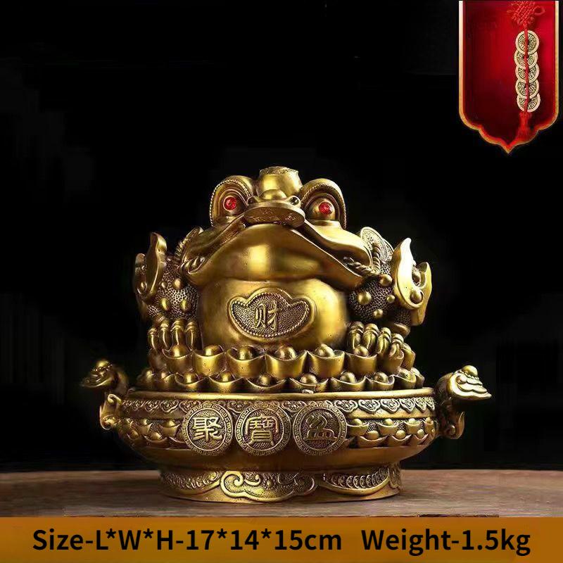 Горшок сокровищ из чистой меди Чжаоцай для привлечения богатства, трехногая золотая жаба, украшения для гостиной, подарок на новоселье