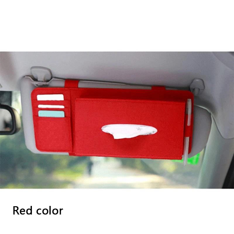 Car Sun Visor Tissue Box Felt Hanging Storage Bag Creative Auto Interior Organizer for Seat Back & Visor