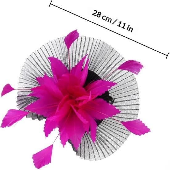 POPETPOP Mesh Decorative Headband Wedding Tops Hat Veil Black and Rose Red Netting Accent Hat for Women Tea Party and Special Occasion Accessories