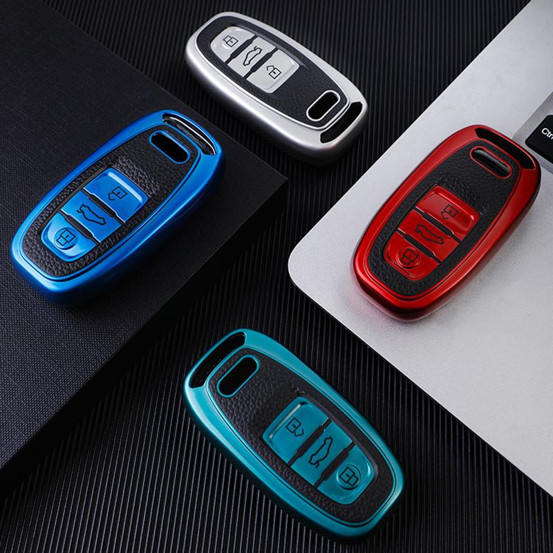 Кожаный смарт-чехол для ключей из ТПУ, чехол-брелок, авто чехол для A1 A3 A4 A5 A6 A7 A8 Quattro Q3 Q5 Q7 2009-2015, аксессуары