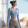Внутренняя подкладка для йоги, женская сексуальная спинка, длинный рукав, йога, спортивная, высокоэластичная, для фитнеса, бега, тренировок, футболка, мягкая, дышащая, спортивная одежда для